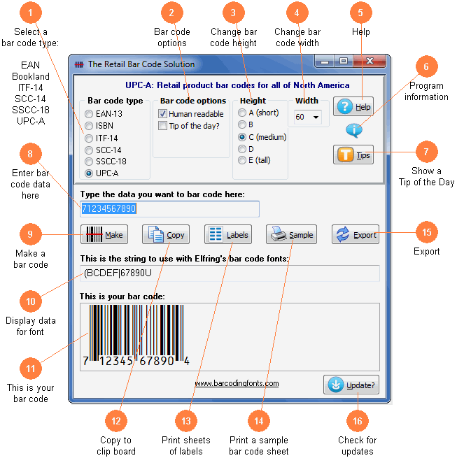 Software utility from Bar Codes Plus