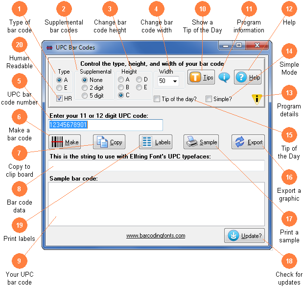 Software utility to make a UPC bar code